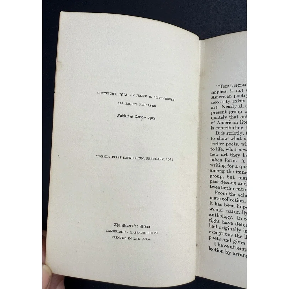 The Little Book of Modern Verse Edited by Jessie B. Rittenhouse‎ 1913 Hardcover